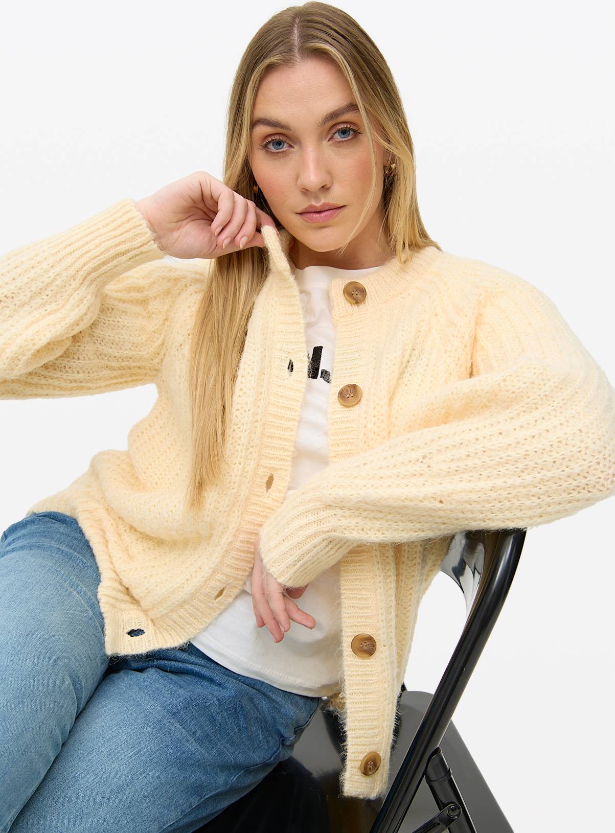 Light Yellow Raglan Sleeve Cardigan 8 - Image 2